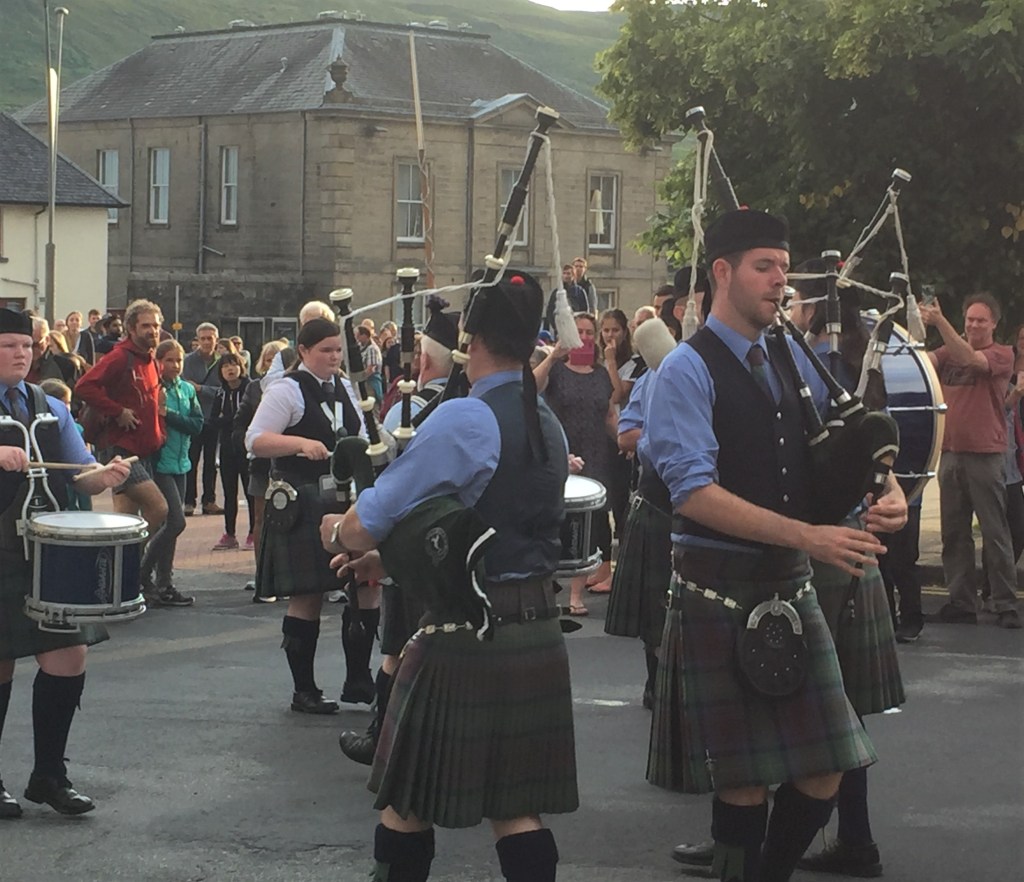 Isle of Skye Pipe Band performing in Portree