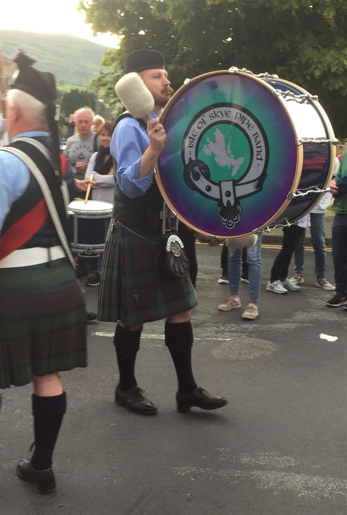 Isle of Skye Pipe Band performing in Portree